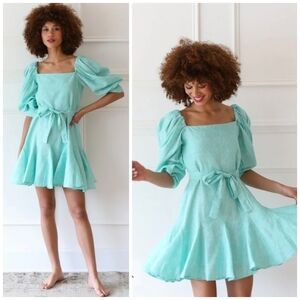 Mille Anais Linen Green Stripe Dress